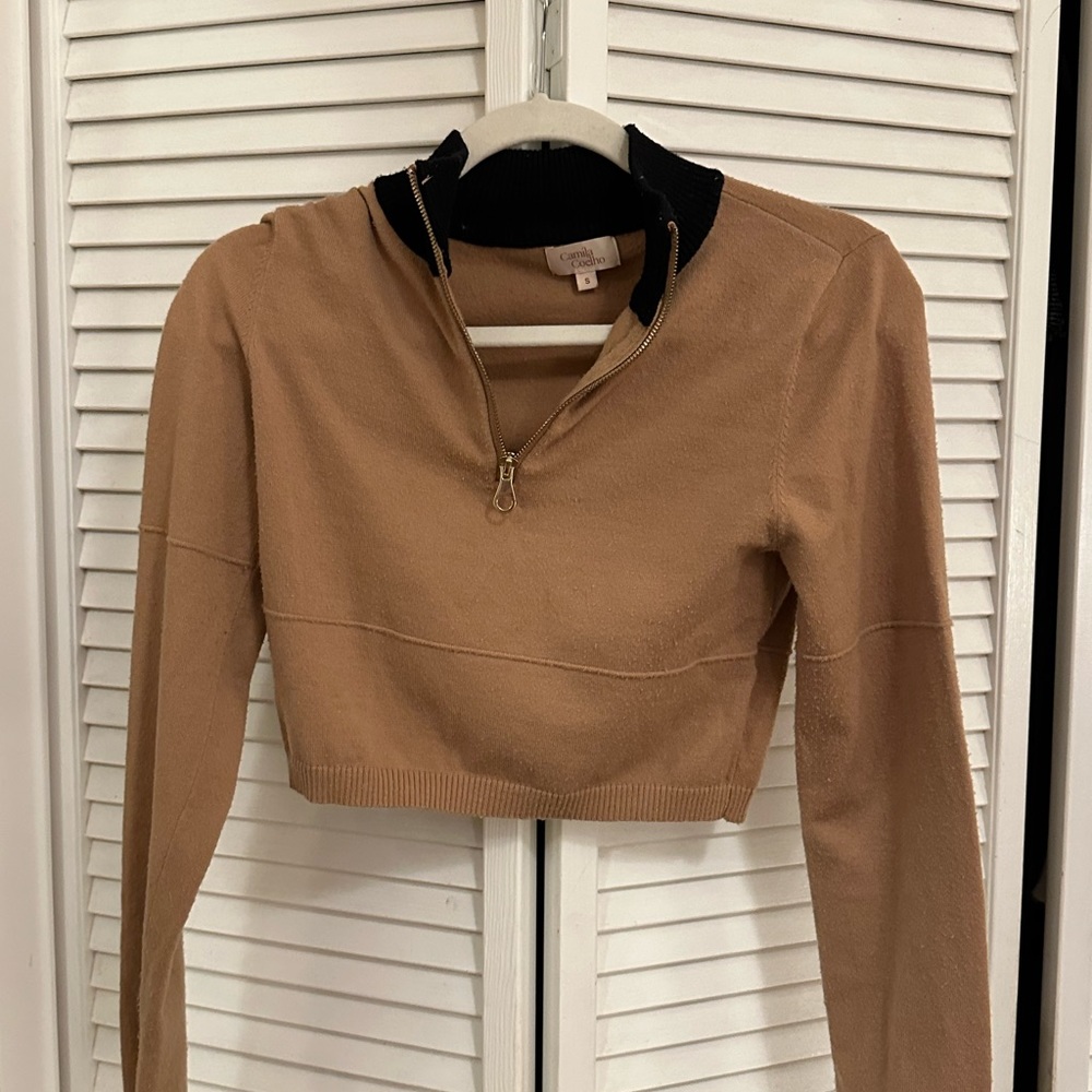 Camila Cohelo half zip crop sweater